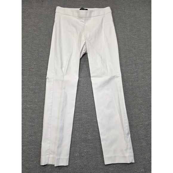 Ellen Tracy Pants - Ellen Tracy Womens White Slim Pull On Straight Leg Stretch Trousers Size Medium